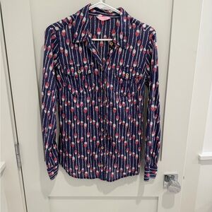 Lilly Pulitzer cruiser top camp oh buoy print button-up shirt
